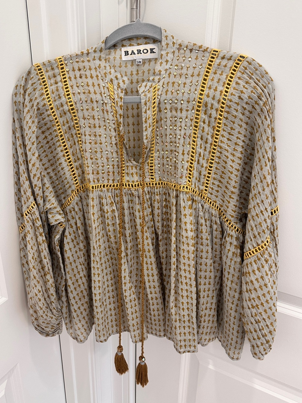 BAROK | Long Sleeve Blouse with tassel and beaded detail